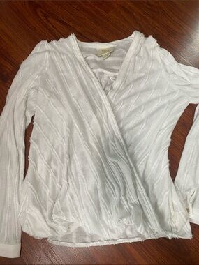 Anthropologie White Semi-Sheer Knit Top